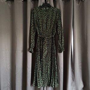 Elegant Green and Brown Animal  Patterned Dress